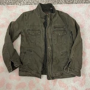 Levi's Cotton Canvas Winter Quilted Lined Jacket Green Military Style Men's